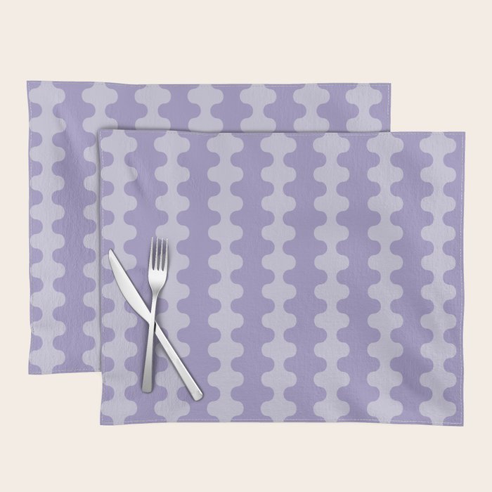 Purple Ogee A-Go-Go Vertical Stripes Pop Pattern in Lavender Monochrome Placemat Gallery Image 1