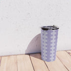 Purple Ogee A-Go-Go Vertical Stripes Pop Pattern in Lavender Monochrome Travel Mug Gallery Image 4