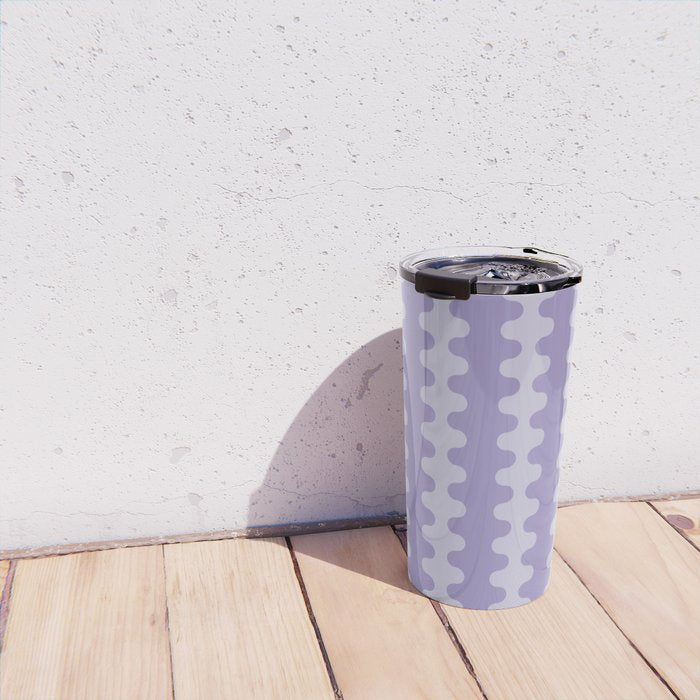 Purple Ogee A-Go-Go Vertical Stripes Pop Pattern in Lavender Monochrome Travel Mug Gallery Image 4