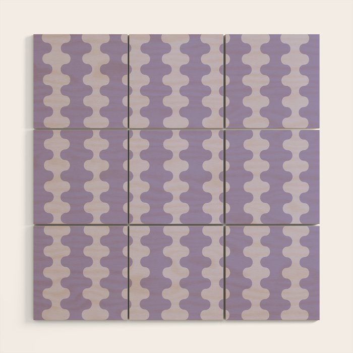 Purple Ogee A-Go-Go Vertical Stripes Pop Pattern in Lavender Monochrome Wood Wall Art Gallery Image 1