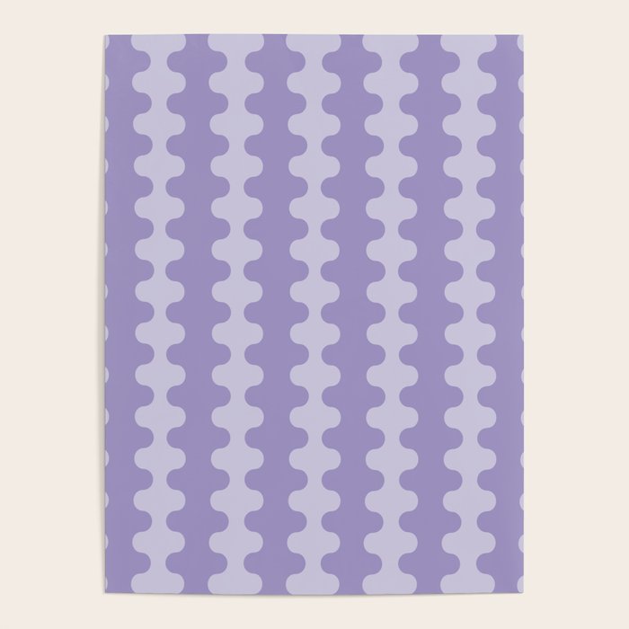Purple Ogee A-Go-Go Vertical Stripes Pop Pattern in Lavender Monochrome Poster Gallery Image 1