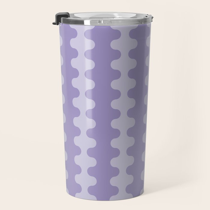 Purple Ogee A-Go-Go Vertical Stripes Pop Pattern in Lavender Monochrome Travel Mug Gallery Image 3