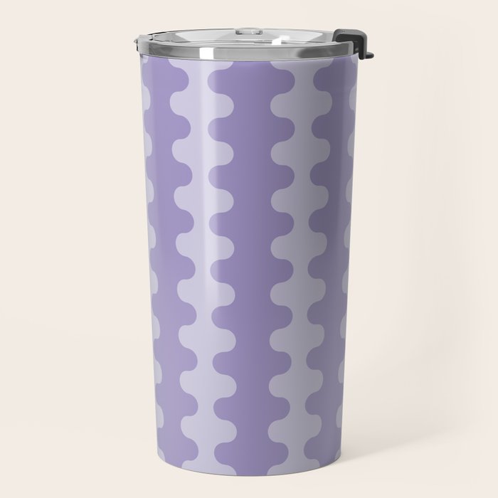 Purple Ogee A-Go-Go Vertical Stripes Pop Pattern in Lavender Monochrome Travel Mug Gallery Image 2