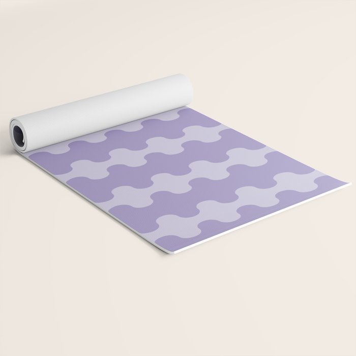 Purple Ogee A-Go-Go Vertical Stripes Pop Pattern in Lavender Monochrome Yoga Mat Gallery Image 2