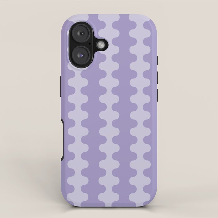 Purple Ogee A-Go-Go Vertical Stripes Pop Pattern in Lavender Monochrome iPhone Case Gallery Image 1
