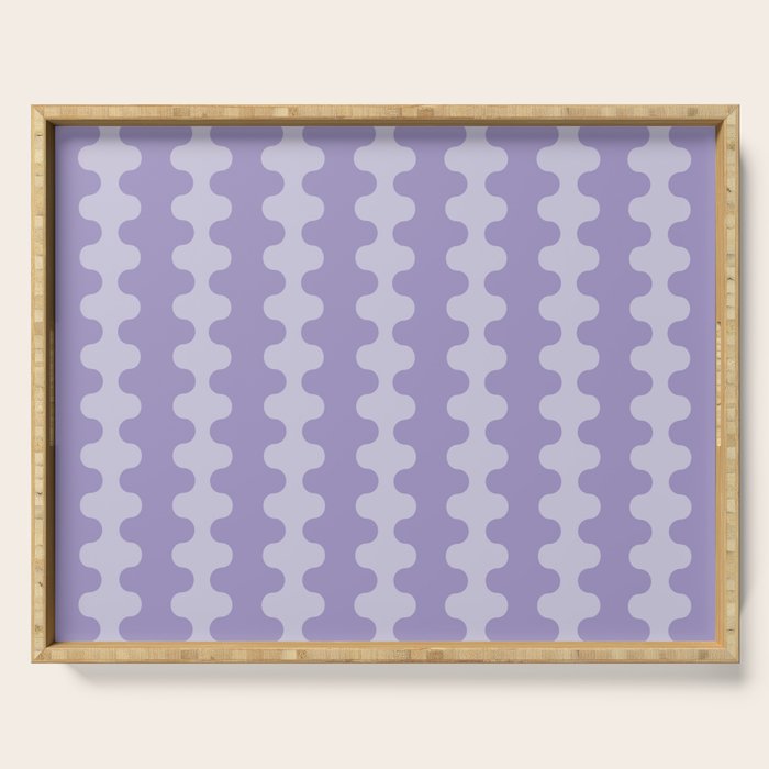 Purple Ogee A-Go-Go Vertical Stripes Pop Pattern in Lavender Monochrome Serving Tray Gallery Image 1