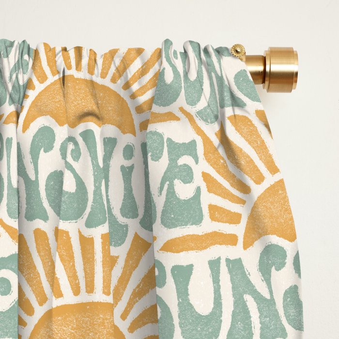 Sunshine - gold and sky blue Window Curtain Gallery Image 2