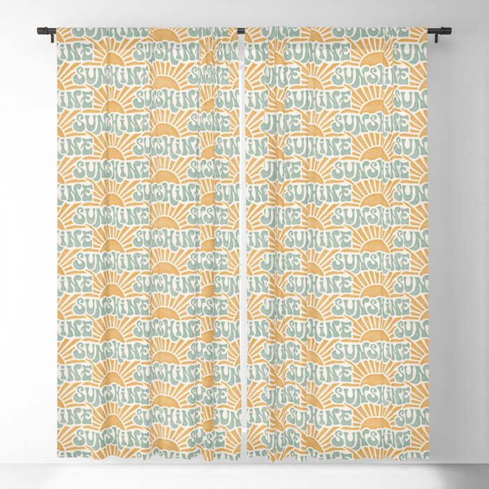 Sunshine - gold and sky blue Window Curtain Gallery Image 5