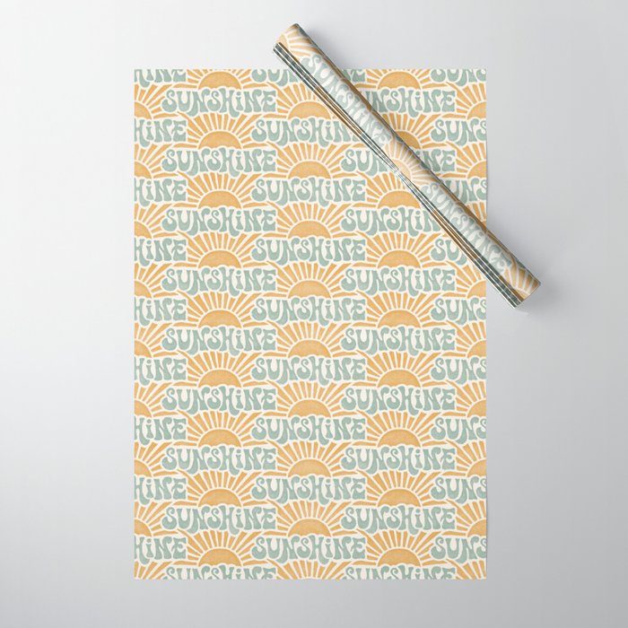 Sunshine - gold and sky blue Wrapping Paper Gallery Image 1