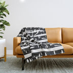 Woodcut Birches Black Throw Blanket Gallery Image 1