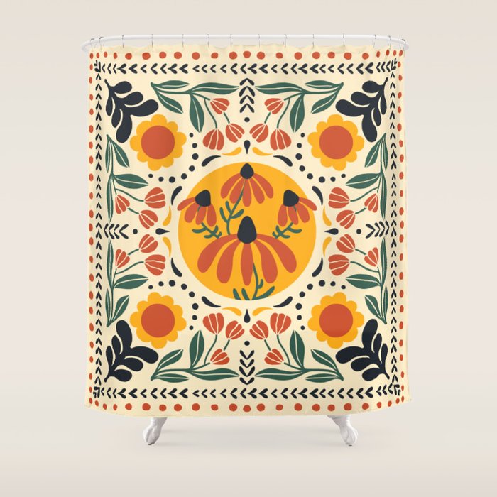 Scandinavian Wildflowers Shower Curtain Gallery Image 1