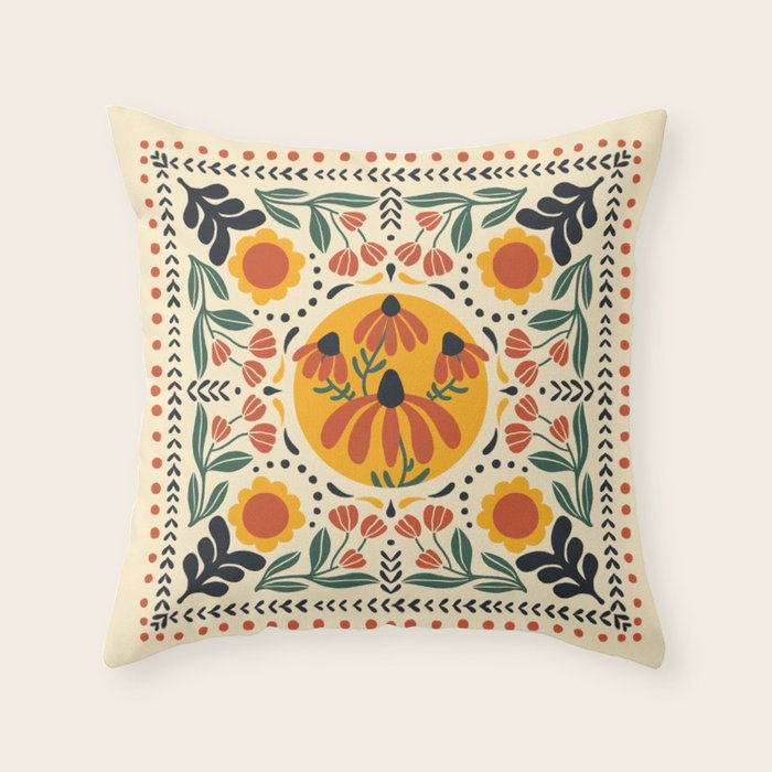 Scandinavian Wildflowers Throw Pillow Gallery Image 6