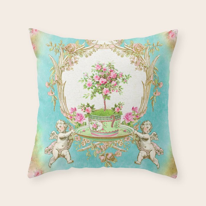 French Baroque Patisserie Tea Throw Pillow Gallery Image 1