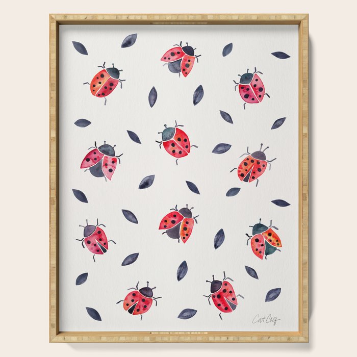 Lucky Ladybugs & Black Leaves Serving Tray Gallery Image 1