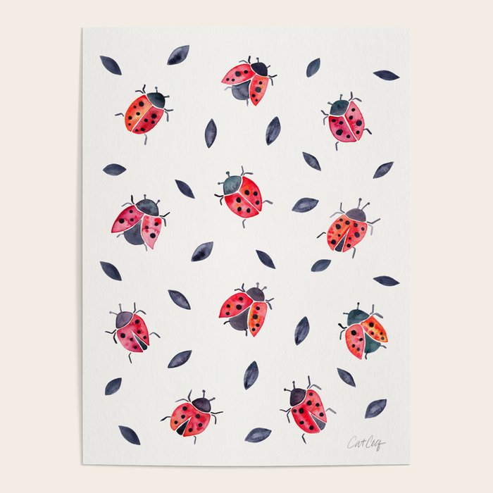 Lucky Ladybugs & Black Leaves Poster Gallery Image 4