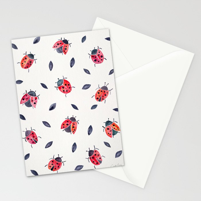 Lucky Ladybugs & Black Leaves Stationery Card Gallery Image 2