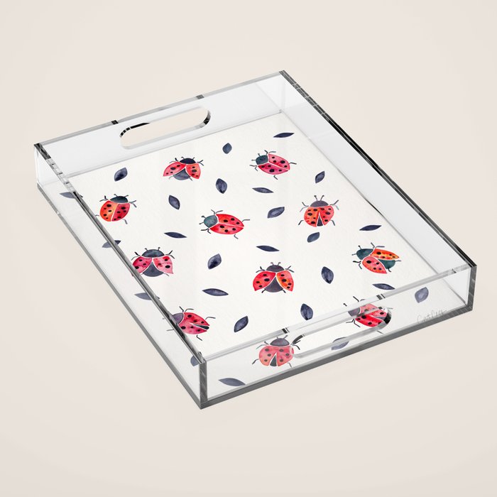 Lucky Ladybugs & Black Leaves Acrylic Tray Gallery Image 1