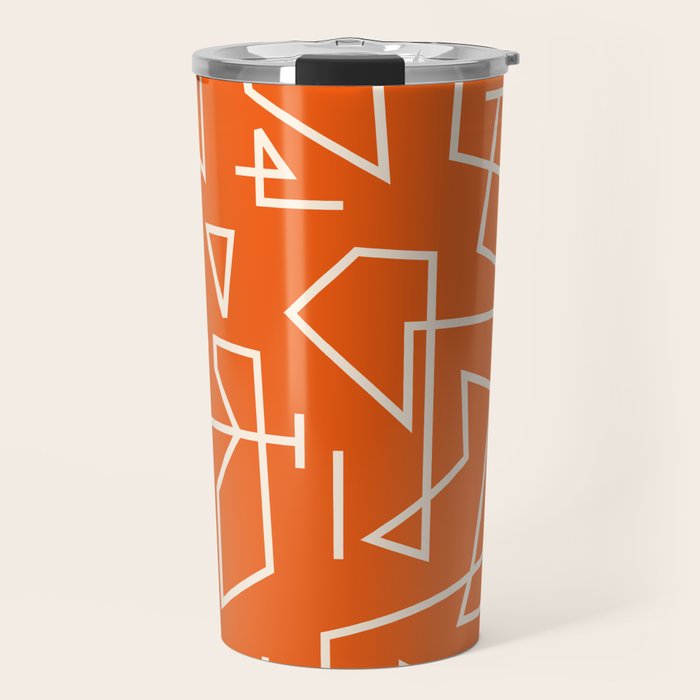 Peripatesis 2 Mid Century Modern Minimalist Line Abstract Orange Travel Mug Gallery Image 1