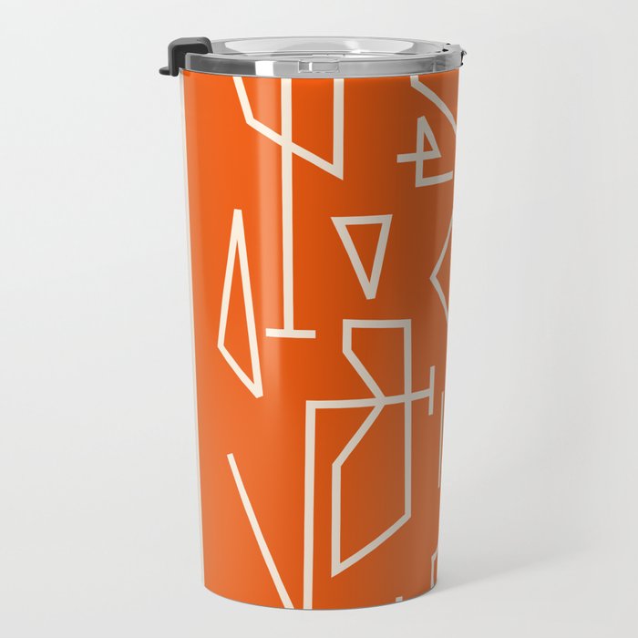 Peripatesis 2 Mid Century Modern Minimalist Line Abstract Orange Travel Mug Gallery Image 3