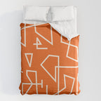 Peripatesis 2 Mid Century Modern Minimalist Line Abstract Orange Duvet Cover Gallery Image 6