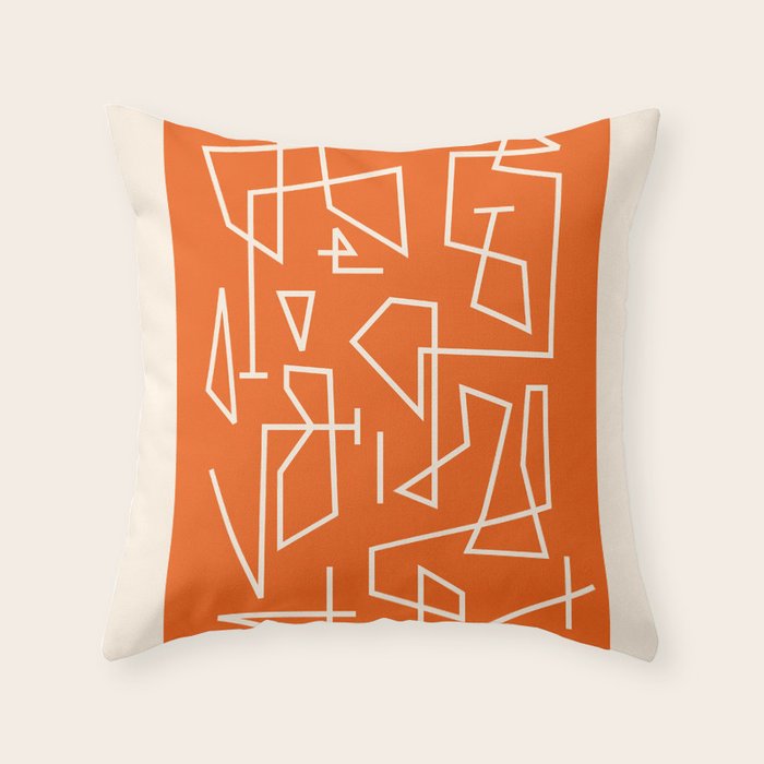 Peripatesis 2 Mid Century Modern Minimalist Line Abstract Orange Throw Pillow Gallery Image 6