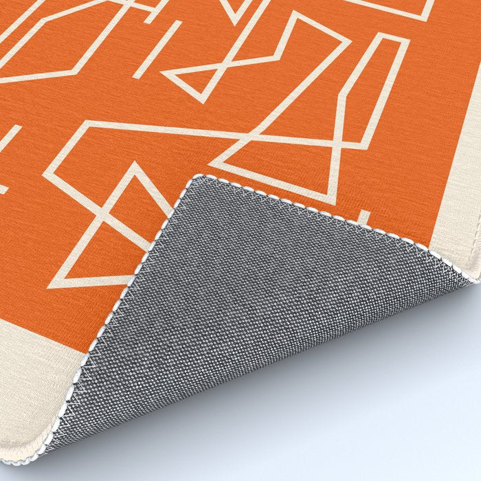 Peripatesis 2 Mid Century Modern Minimalist Line Abstract Orange Rug Gallery Image 4
