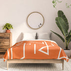 Peripatesis 2 Mid Century Modern Minimalist Line Abstract Orange Comforter Gallery Image 3