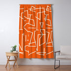 Peripatesis 2 Mid Century Modern Minimalist Line Abstract Orange Window Curtain Gallery Image 5