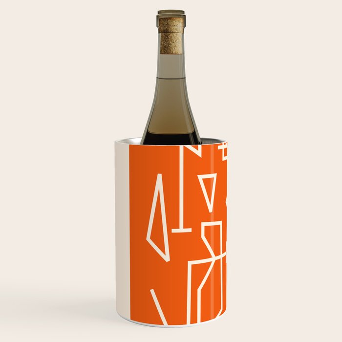Peripatesis 2 Mid Century Modern Minimalist Line Abstract Orange Wine Chiller Gallery Image 2