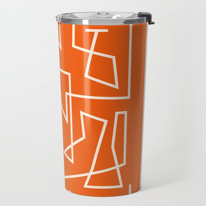 Peripatesis 2 Mid Century Modern Minimalist Line Abstract Orange Travel Mug Gallery Image 2
