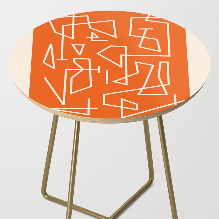 Peripatesis 2 Mid Century Modern Minimalist Line Abstract Orange Side Table Gallery Image 2