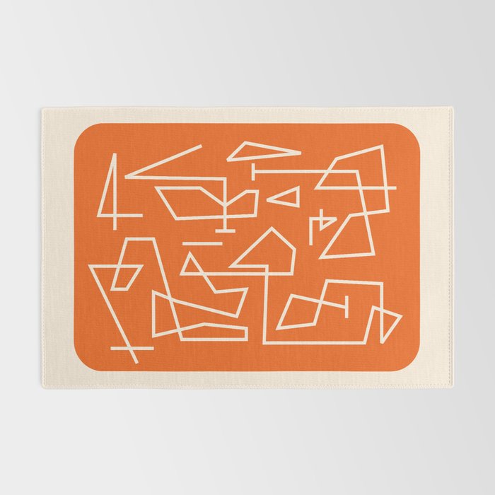 Peripatesis 2 Mid Century Modern Minimalist Line Abstract Orange Rug Gallery Image 2