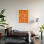 Peripatesis 2 Mid Century Modern Minimalist Line Abstract Orange Wood Wall Art Gallery Image 2