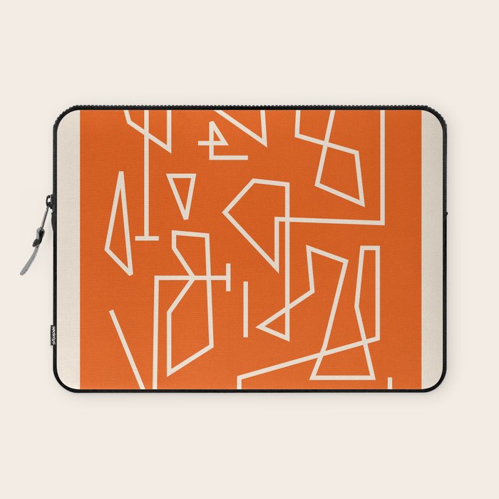 Peripatesis 2 Mid Century Modern Minimalist Line Abstract Orange Laptop Sleeve Gallery Image 1
