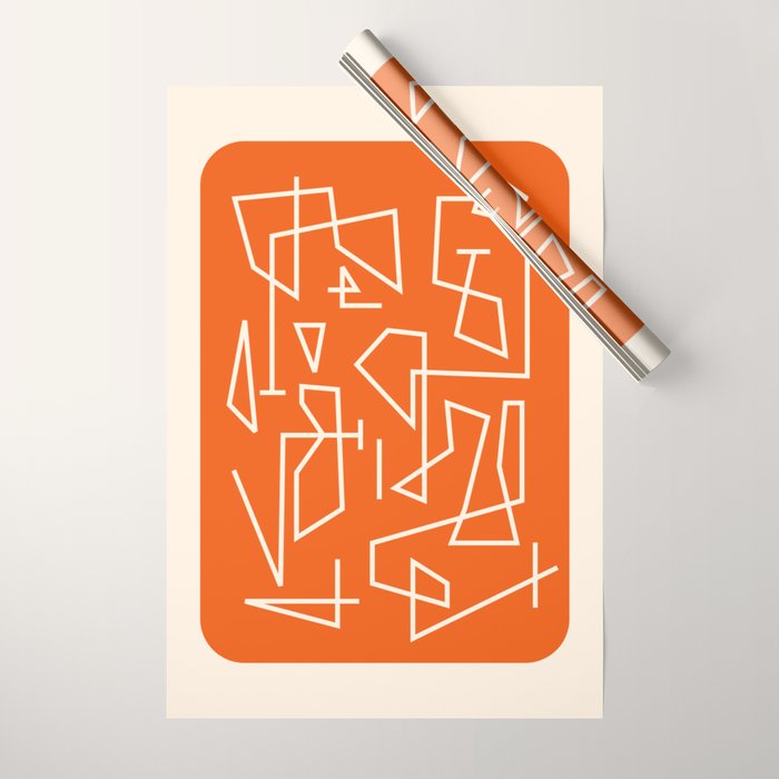 Peripatesis 2 Mid Century Modern Minimalist Line Abstract Orange Wrapping Paper Gallery Image 1