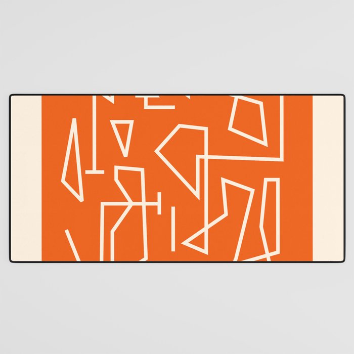 Peripatesis 2 Mid Century Modern Minimalist Line Abstract Orange Desk Mat Gallery Image 3