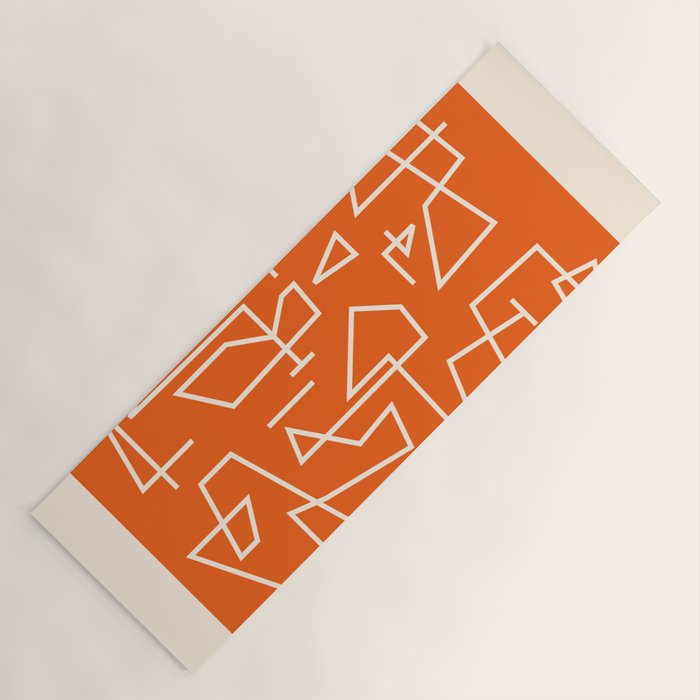 Peripatesis 2 Mid Century Modern Minimalist Line Abstract Orange Yoga Mat Gallery Image 1