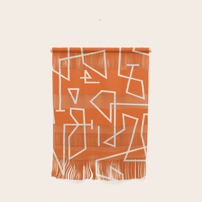 Peripatesis 2 Mid Century Modern Minimalist Line Abstract Orange Wall Hanging Gallery Image 1