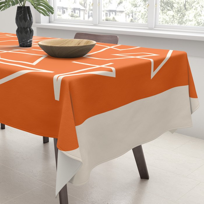 Peripatesis 2 Mid Century Modern Minimalist Line Abstract Orange Tablecloth Gallery Image 3