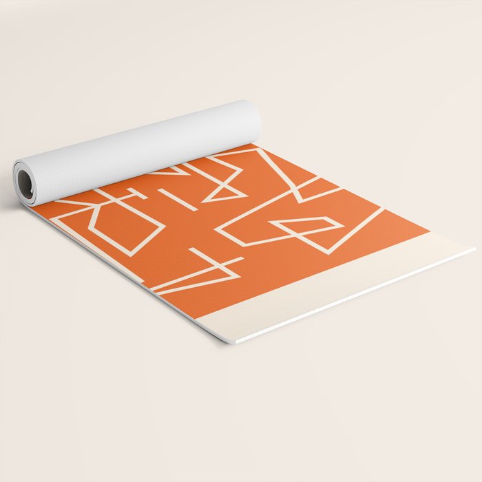 Peripatesis 2 Mid Century Modern Minimalist Line Abstract Orange Yoga Mat Gallery Image 2