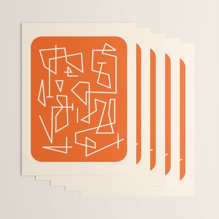 Peripatesis 2 Mid Century Modern Minimalist Line Abstract Orange Wrapping Paper Gallery Image 3