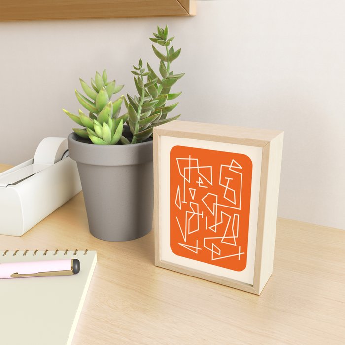 Peripatesis 2 Mid Century Modern Minimalist Line Abstract Orange Mini Art Print Gallery Image 2