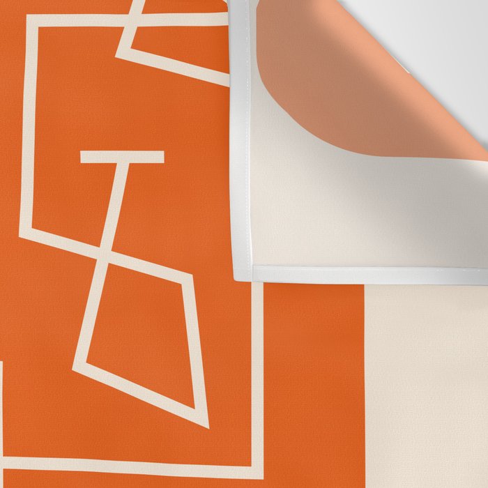 Peripatesis 2 Mid Century Modern Minimalist Line Abstract Orange Wall Tapestry Gallery Image 3
