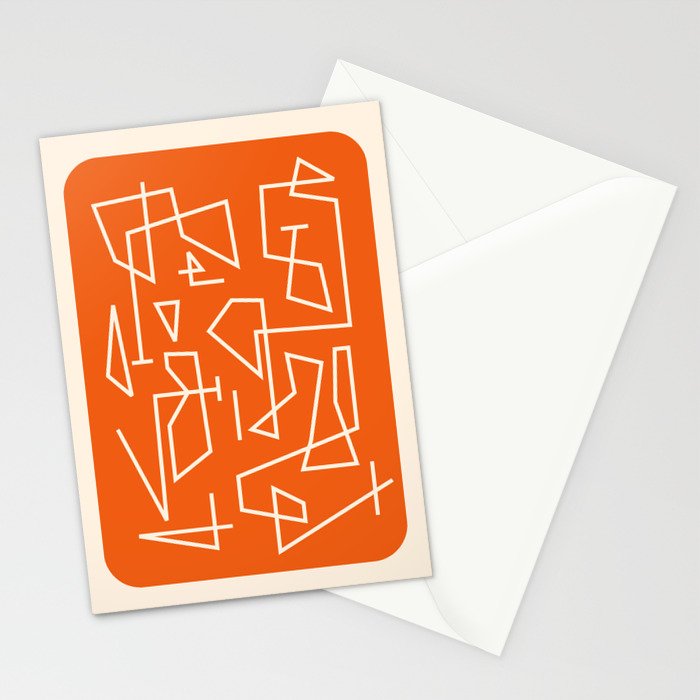 Peripatesis 2 Mid Century Modern Minimalist Line Abstract Orange Stationery Card Gallery Image 2