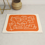 Peripatesis 2 Mid Century Modern Minimalist Line Abstract Orange Rug Gallery Image 1