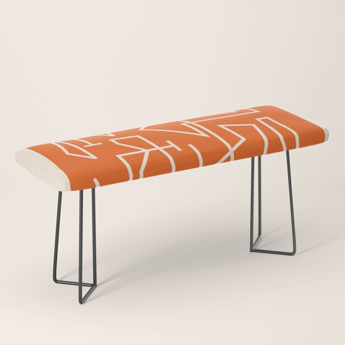 Peripatesis 2 Mid Century Modern Minimalist Line Abstract Orange Bench Gallery Image 1