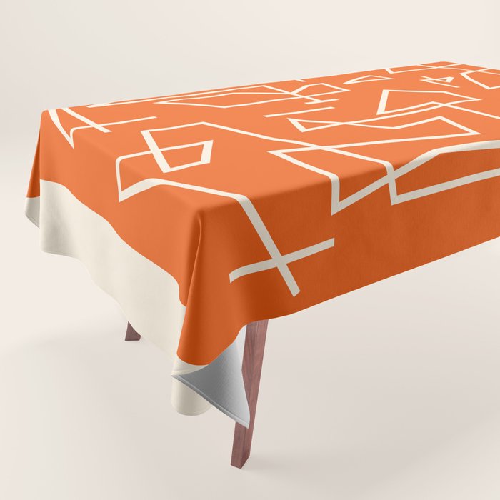 Peripatesis 2 Mid Century Modern Minimalist Line Abstract Orange Tablecloth Gallery Image 1