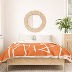 Peripatesis 2 Mid Century Modern Minimalist Line Abstract Orange Duvet Cover Gallery Image 3