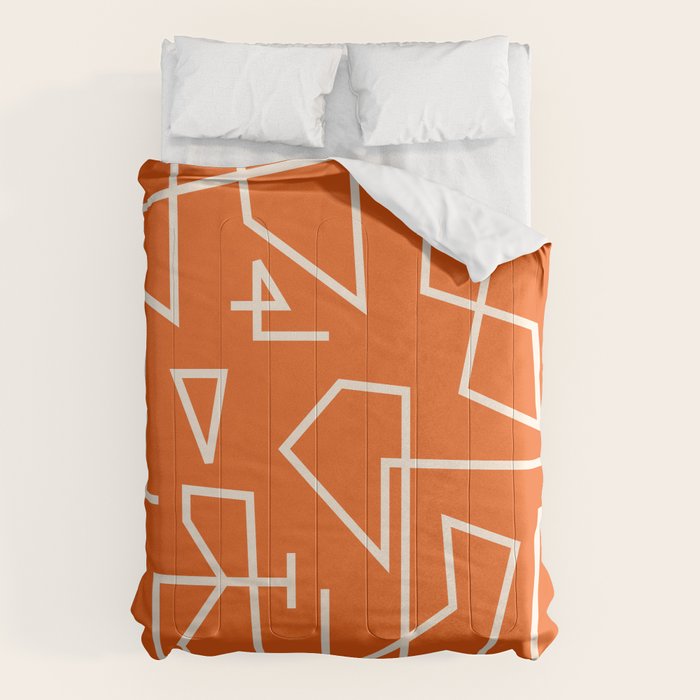 Peripatesis 2 Mid Century Modern Minimalist Line Abstract Orange Comforter Gallery Image 6