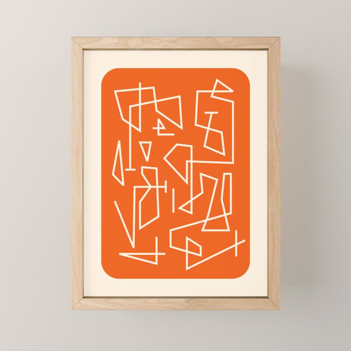 Peripatesis 2 Mid Century Modern Minimalist Line Abstract Orange Mini Art Print Gallery Image 1